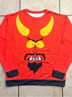 South Park Men's Red Crewneck Sweatshirt with Graphic Devil Face